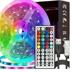 RGB Led, 44-клавишный пульт управления, 10 м цена и информация | Светодиодные ленты | pigu.lt