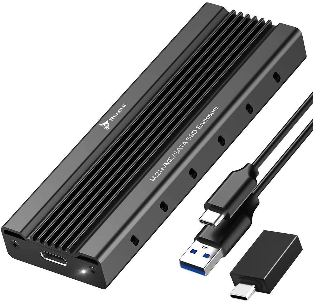 Reagle SSD korpusas NVME PCIe SATA M.2 USB 3.1 GEN2 kaina ir informacija | Vidiniai kietieji diskai (HDD, SSD, Hybrid) | pigu.lt