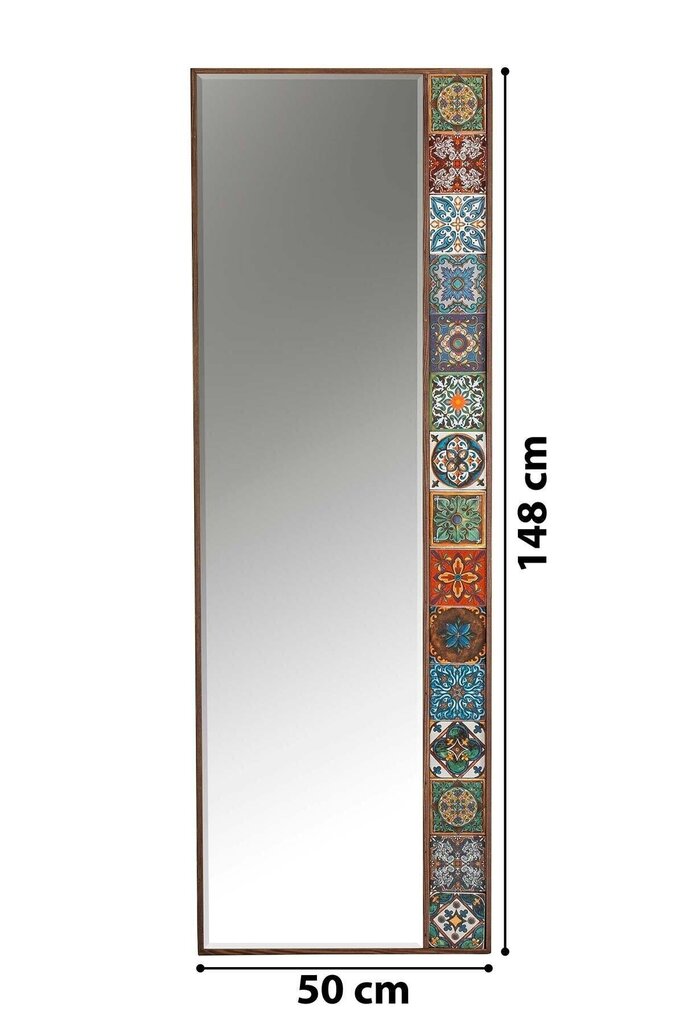 Dekoratyvinis veidrodis Asir, 50x148 cm, rudas/oranžinis kaina ir informacija | Veidrodžiai | pigu.lt