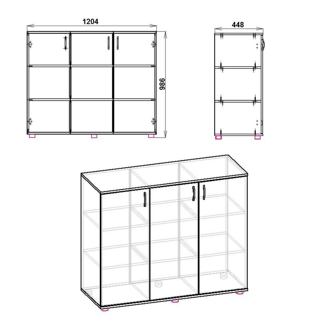 Komoda Kompanit 3D, balta kaina ir informacija | Komodos | pigu.lt