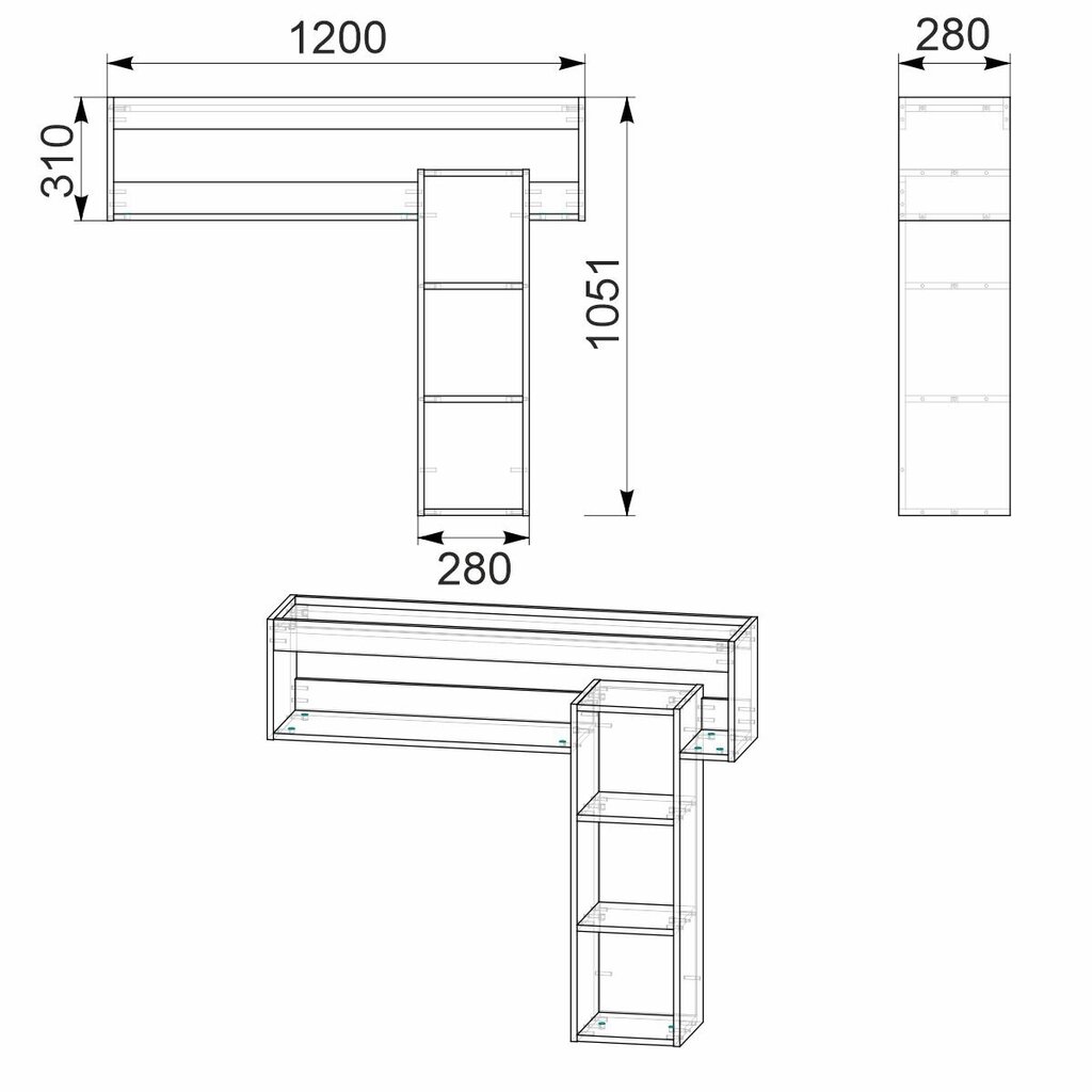 Lentyna MG-6 PK-3, ruda цена и информация | Lentynos | pigu.lt