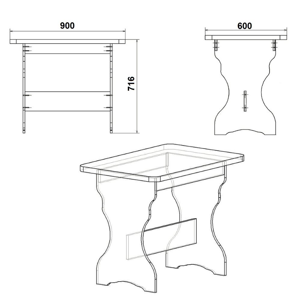 Virtuvinis stalas KC-2, rudas цена и информация | Virtuvės ir valgomojo stalai, staliukai | pigu.lt