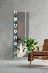 Dekoratyvinis veidrodis Asir, 50x152cm, baltas/mėlynas kaina ir informacija | Veidrodžiai | pigu.lt