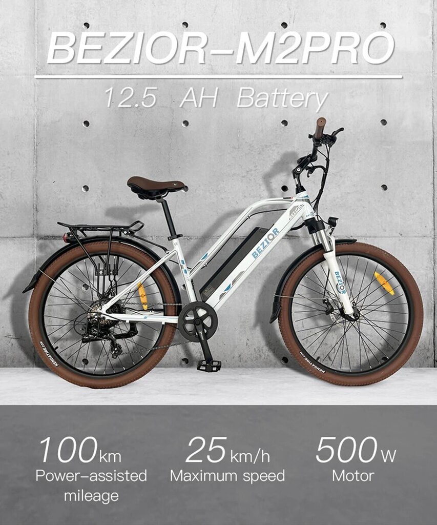 Elektrinis dviratis Bezior M2 Pro 26", juodas kaina ir informacija | Elektriniai dviračiai | pigu.lt