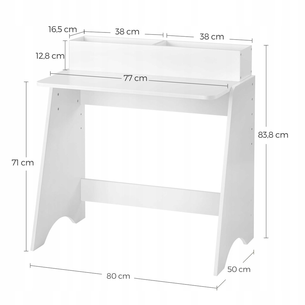 Vaikiškas rašomasis stalas su lentyna Zanzara, baltas kaina ir informacija | Kompiuteriniai, rašomieji stalai | pigu.lt