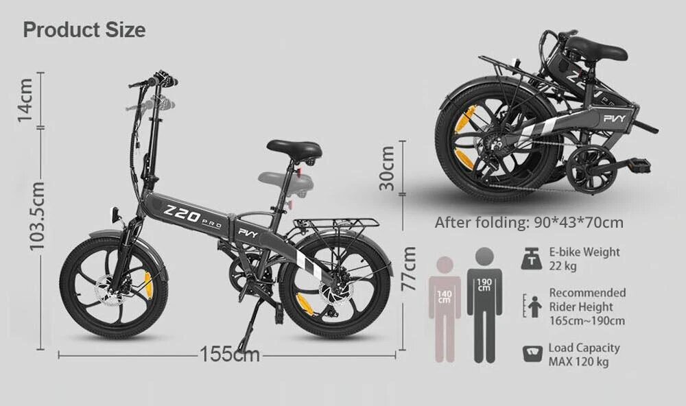 Elektrinis dviratis PVY Z20 Pro, baltas цена и информация | Elektriniai dviračiai | pigu.lt