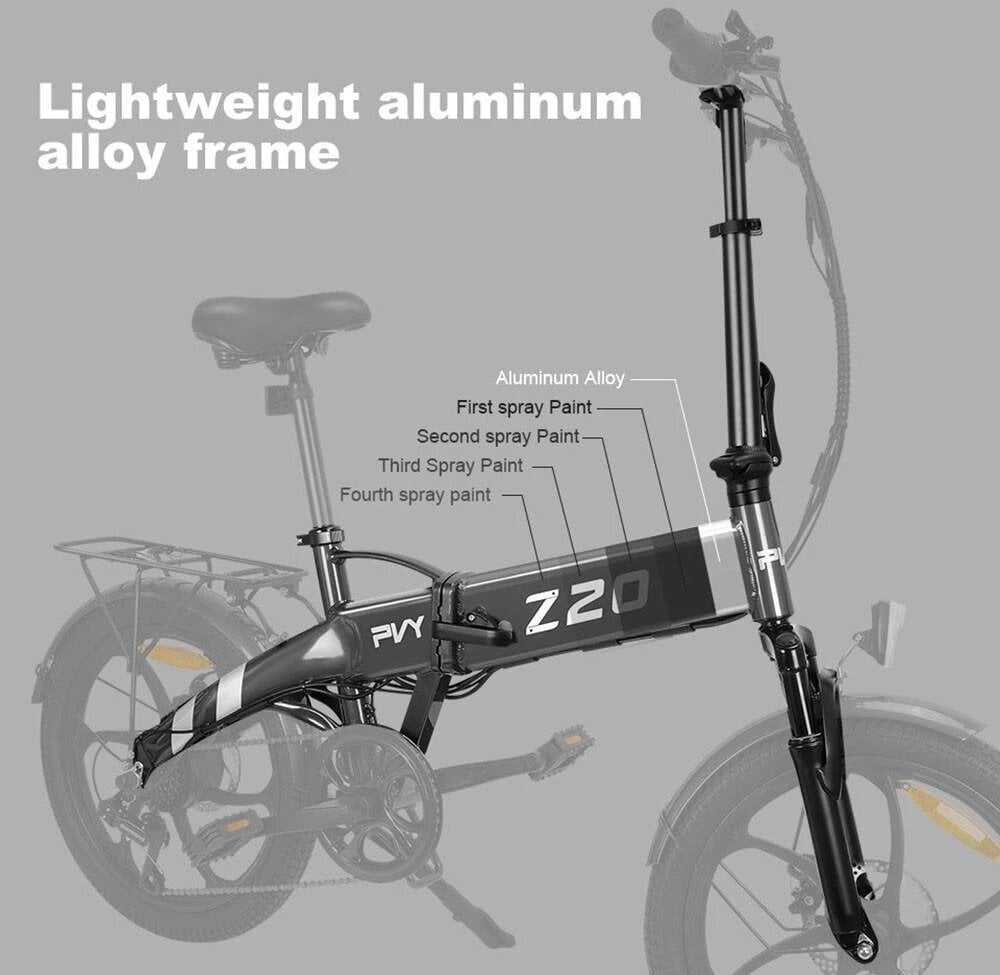 Elektrinis dviratis PVY Z20 Pro, pilkas kaina ir informacija | Elektriniai dviračiai | pigu.lt