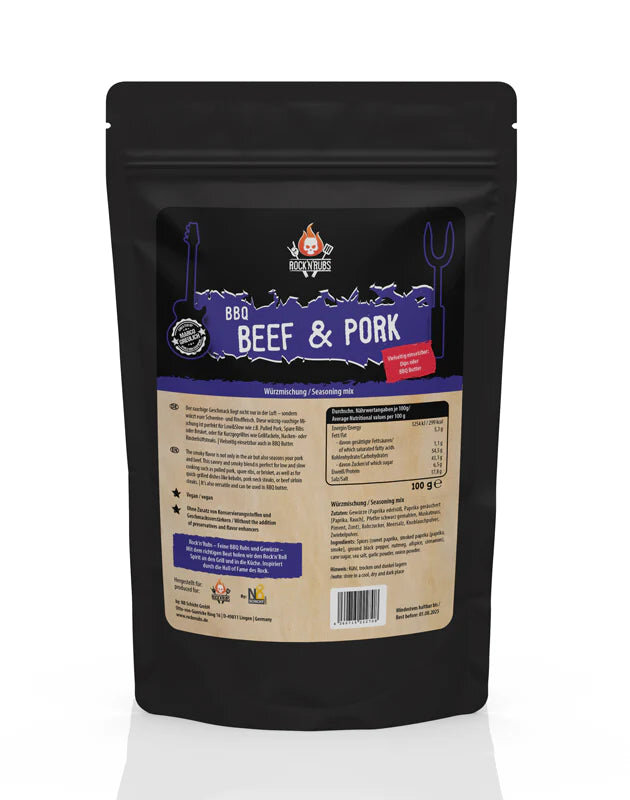 ROCK'N'RUBS Prieskoniai "BBQ Beef & Pork" (jautienai ir kiaulienai), 100 g kaina ir informacija | Grilio, šašlykinių priedai ir aksesuarai  | pigu.lt