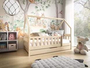 Кровать / домик с матрасом и ящиком  Luna, натурального цвета цена и информация | Детские кровати | pigu.lt
