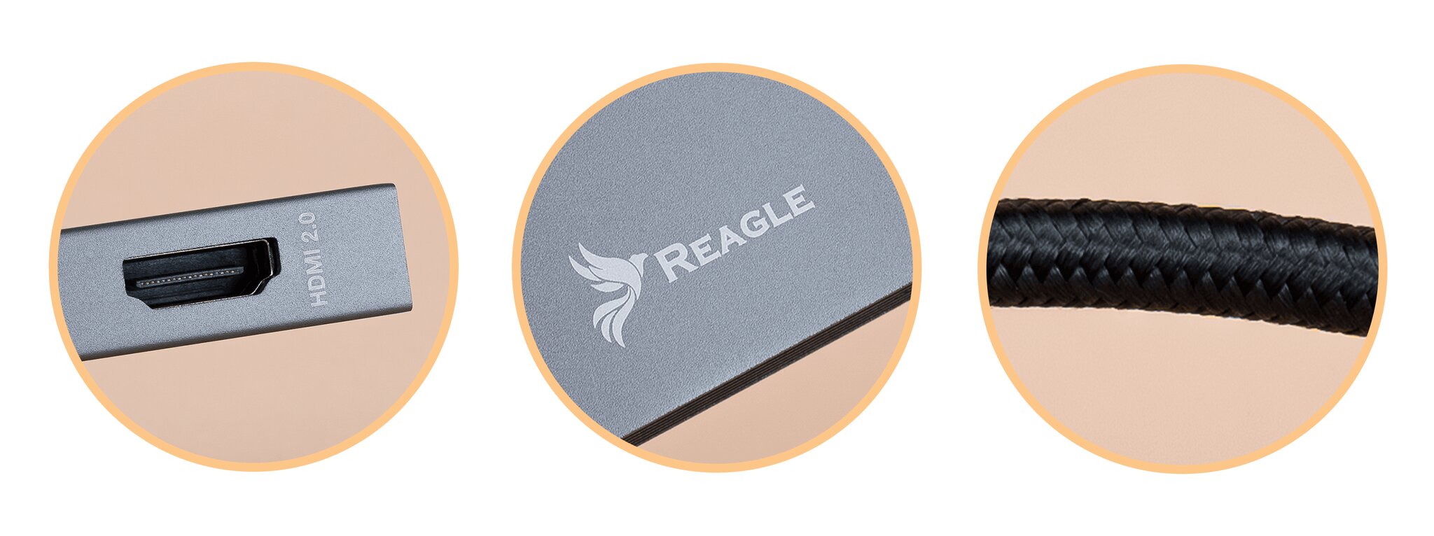 REAGLE HUB USB-C HDMI 4K 60Hz 2K 144Hz USB C 3.2 PD 100W KORTELIŲ SKAITYTOJAS M1 M2 kaina ir informacija | Adapteriai, USB šakotuvai | pigu.lt