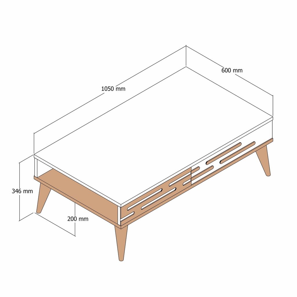 Kavos stalelis Asir, 105x60x34,6 cm, rudas/pilkas kaina ir informacija | Kavos staliukai | pigu.lt