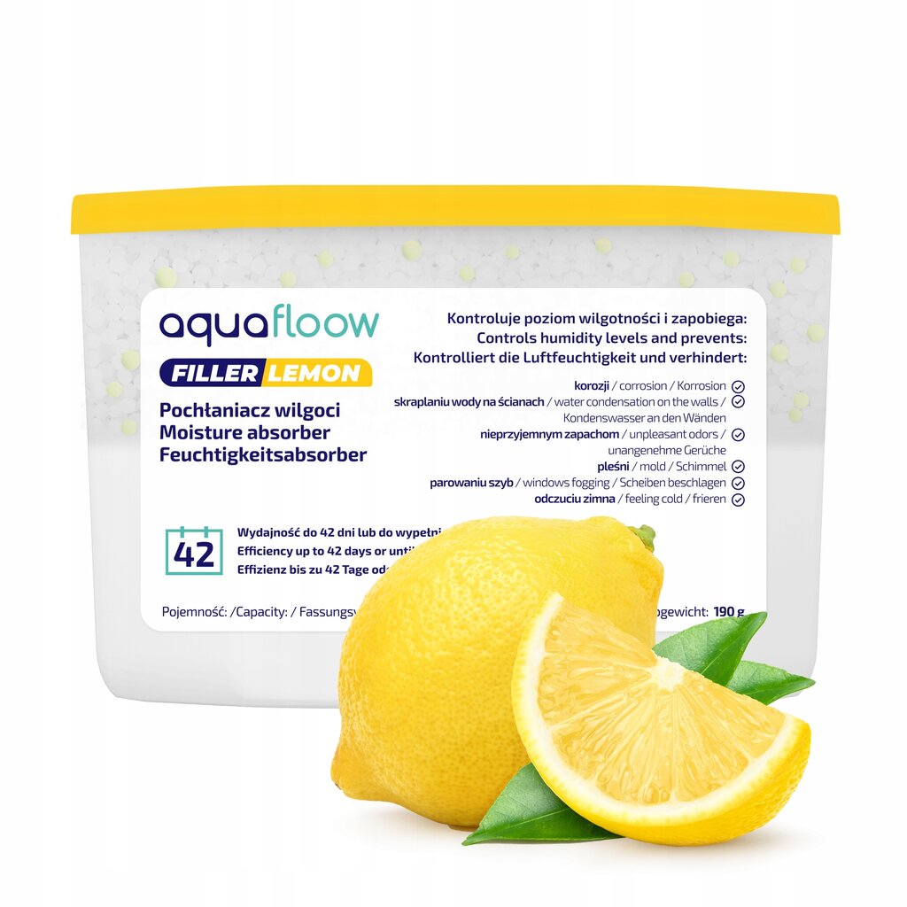 AquaFlow Refiller drėgmės sugėriklis 400 ml citrinos kvapo kaina ir informacija | Oro sausintuvai, drėgmės surinkėjai | pigu.lt