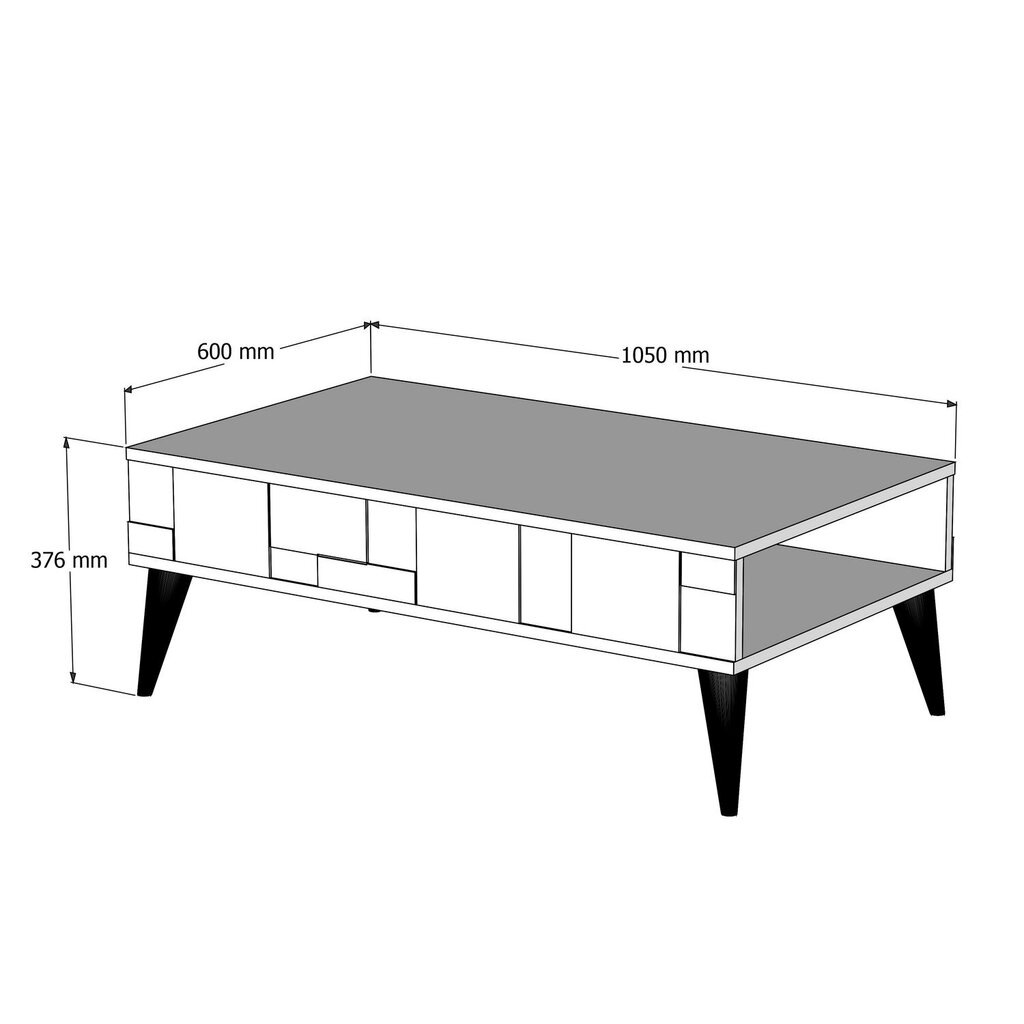 Kavos staliukas Asir, 105x37,6x60 cm, rudas/pilkas kaina ir informacija | Kavos staliukai | pigu.lt