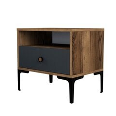 Naktinis staliukas Asir, 56x50,8x40 cm, rudas/pilkas kaina ir informacija | Spintelės prie lovos | pigu.lt