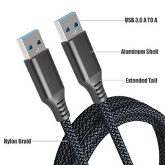 1M USB-A į USB A 3.2 Gen 1 5 Gb/s kabelį kaina ir informacija | Korpusų priedai | pigu.lt