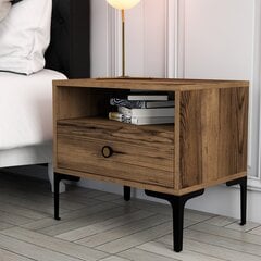 Naktinis staliukas Asir, 56x50,8x40 cm, rudas kaina ir informacija | Spintelės prie lovos | pigu.lt