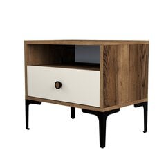 Naktinis staliukas Asir, 56x50,8x40 cm, rudas/smėlio spalvo kaina ir informacija | Spintelės prie lovos | pigu.lt