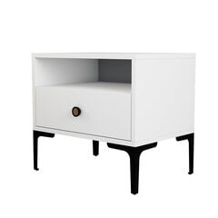 Naktinis staliukas Asir, 56x50,8x40 cm, baltas kaina ir informacija | Spintelės prie lovos | pigu.lt