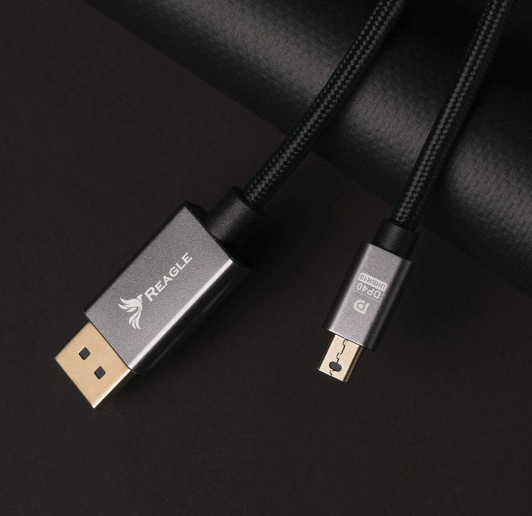 Reagle mini DisplayPort Ultra DP 2.0 8K 4K 240Hz 1M kabelis цена и информация | Korpusų priedai | pigu.lt