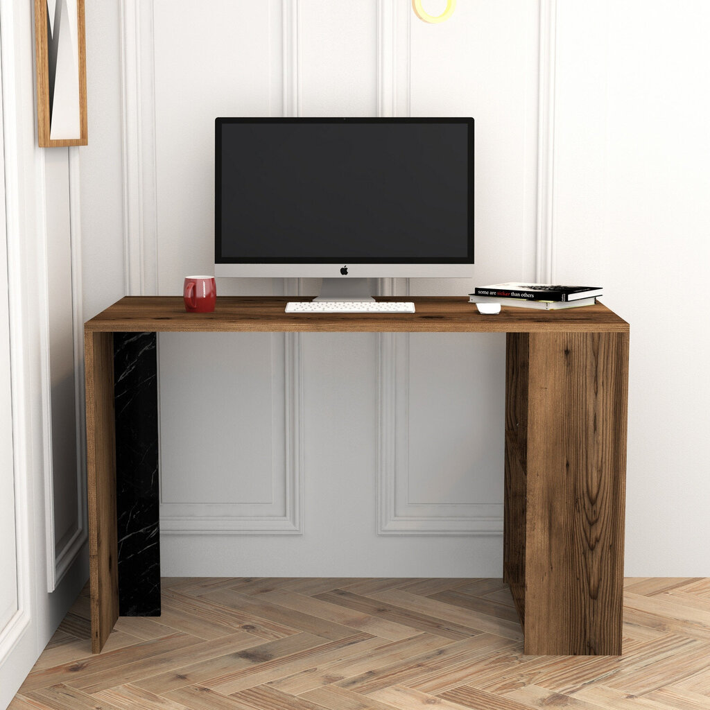 Studijų stalas Asir, 120x75,4x60 cm, rudas/juodas цена и информация | Kompiuteriniai, rašomieji stalai | pigu.lt