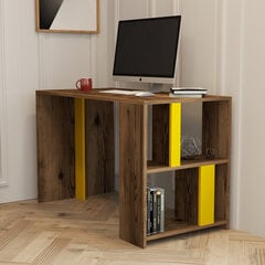 Studijų stalas Asir, 120x75,4x60 cm, rudas/geltonas kaina ir informacija | Kompiuteriniai, rašomieji stalai | pigu.lt