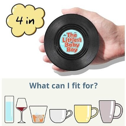 Vinilinės plokštelės formos puodelių padėkliukas, 6 vnt. kaina ir informacija | Virtuvės įrankiai | pigu.lt