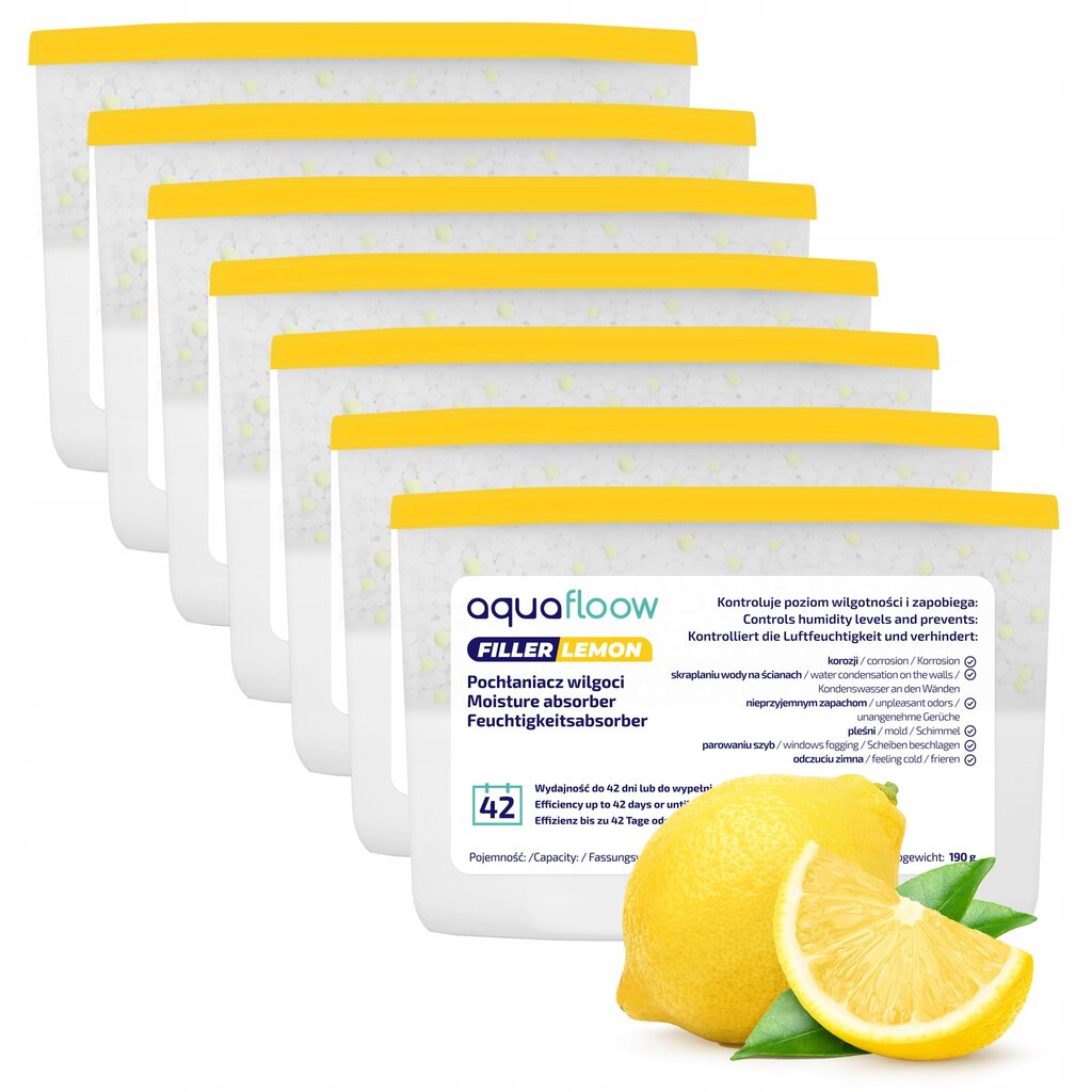 7x AquaFlow Refiller drėgmės sugėriklis 400 ml - citrinos kvapo kaina ir informacija | Oro sausintuvai, drėgmės surinkėjai | pigu.lt