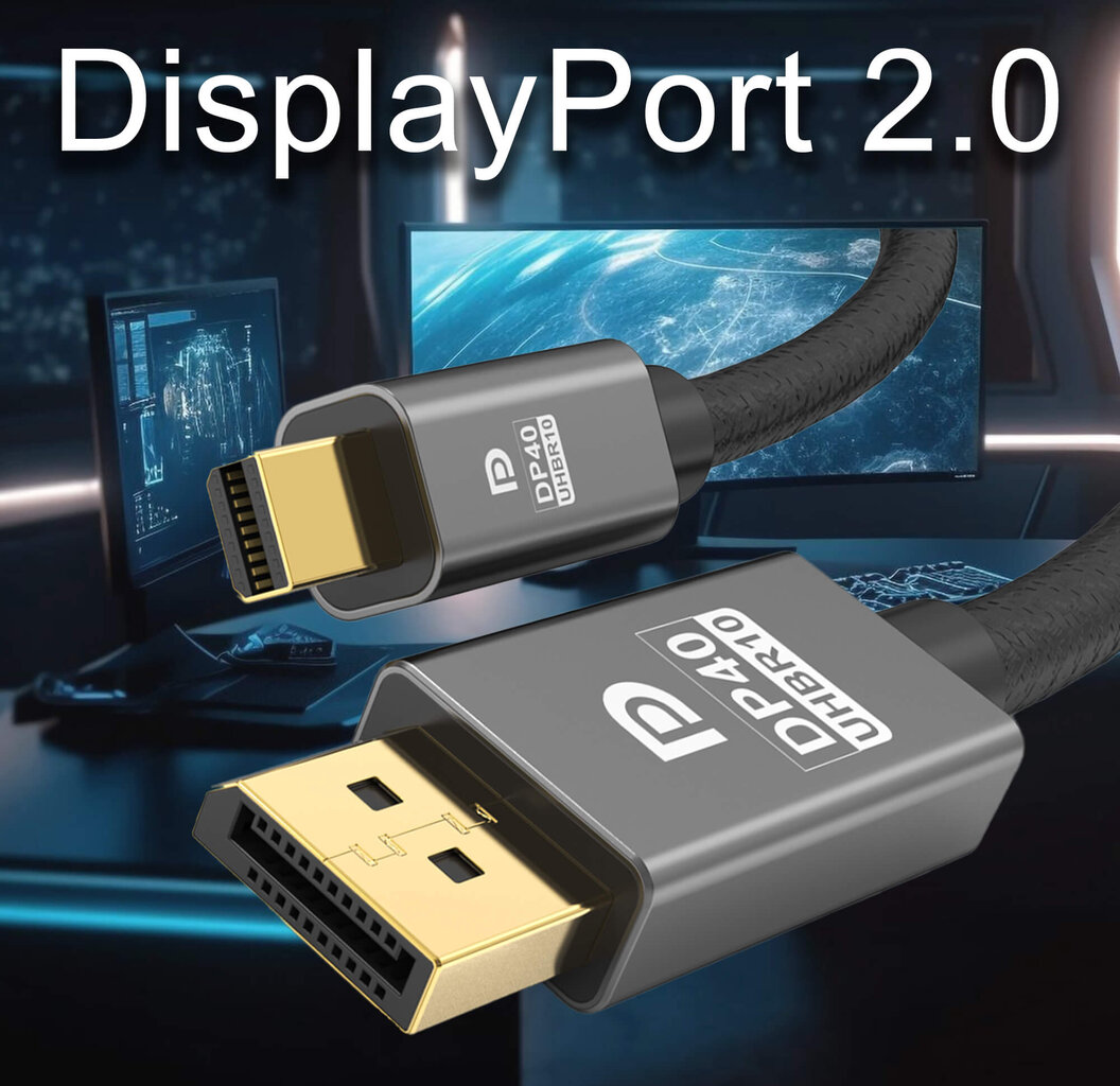 Reagle mini DisplayPort Ultra DP 2.0 8K 4K 240Hz 1,5M kabelis цена и информация | Korpusų priedai | pigu.lt