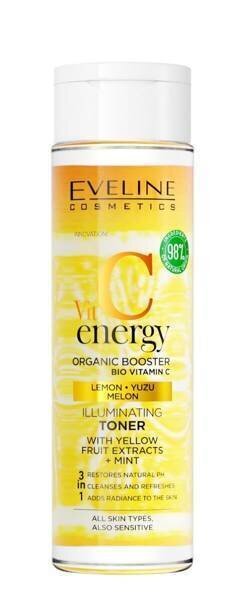 Veido tonikas Eveline Cosmetics Vit C Energy Organic Booster, 200 ml kaina ir informacija | Veido prausikliai, valikliai | pigu.lt