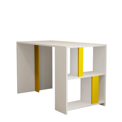 Studijų stalas Asir, 120x75,4x60 cm, baltas/geltonas kaina ir informacija | Kompiuteriniai, rašomieji stalai | pigu.lt
