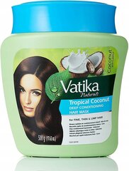 Giliai kondicionuojanti kaukė plaukams Tropical Coconut, Dabur Vatika, 500 g kaina ir informacija | Priemonės plaukų stiprinimui | pigu.lt