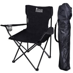 Sulankstoma turistinė kėdė Hugo, 80x80x47cm, juoda kaina ir informacija | Turistiniai baldai | pigu.lt