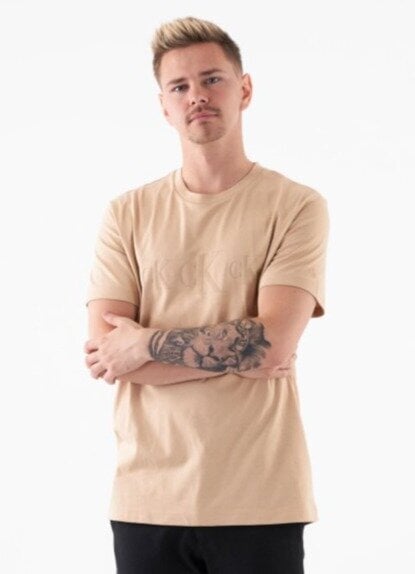 Marškinėliai vyrams Calvin Klein, smėlios spalvos kaina ir informacija | Vyriški marškinėliai | pigu.lt