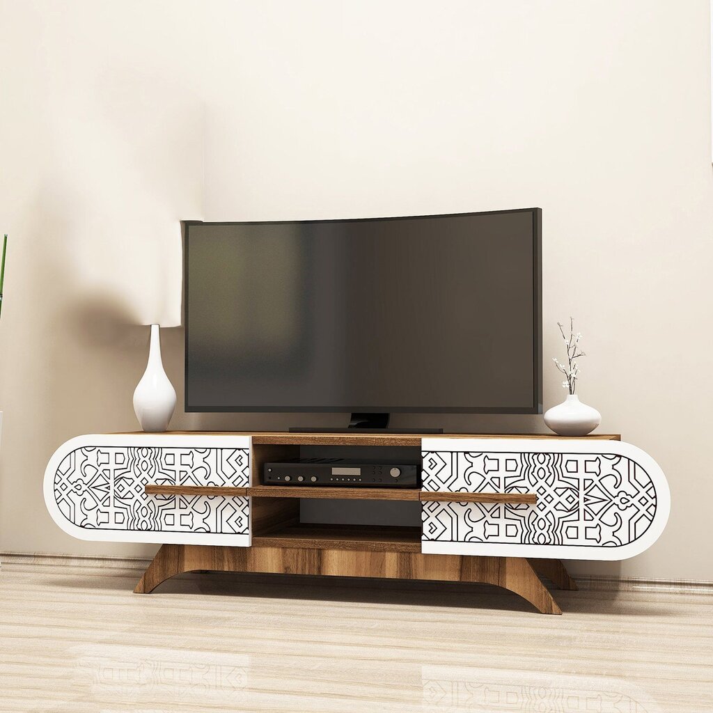 TV staliukas Asir, rudas/baltas kaina ir informacija | TV staliukai | pigu.lt