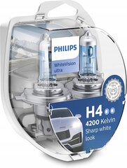 Lemputės automobiliui Philips H4 WhiteVision Ultra 4200K + W5W kaina ir informacija | Automobilių lemputės | pigu.lt