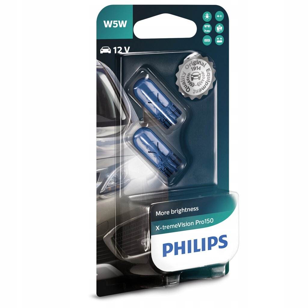 Lemputės automobiliui Philips W5W X-Treme Vision Pro150 + 150% kaina ir informacija | Automobilių lemputės | pigu.lt