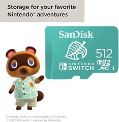 Карта памяти SanDisk microSDXC 512GB UHS-I Card for Nintendo Switch цена и информация | Аксессуары для компьютерных игр | pigu.lt