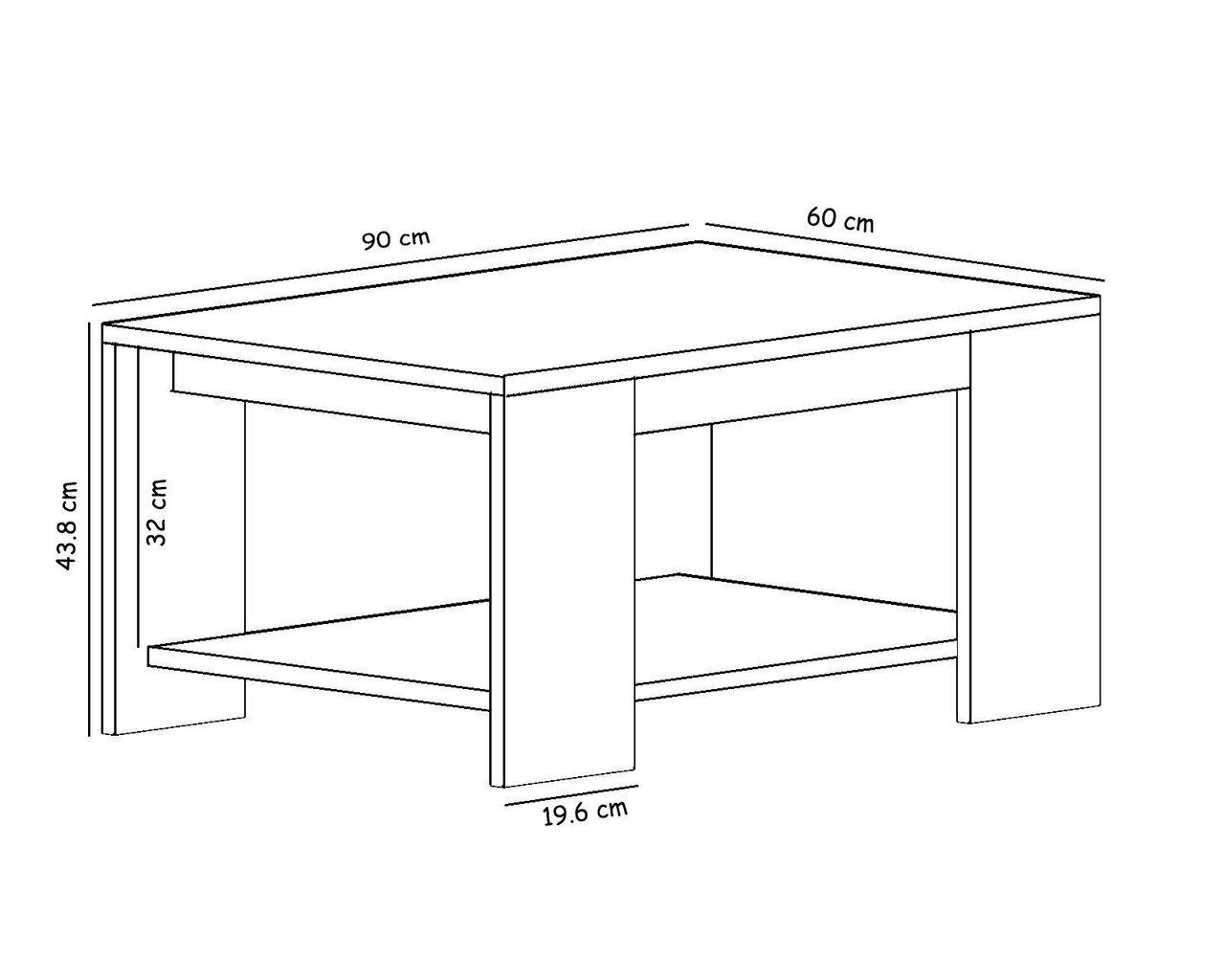 Kavos staliukas Asir, 90x43,8x60 cm, baltas kaina ir informacija | Kavos staliukai | pigu.lt