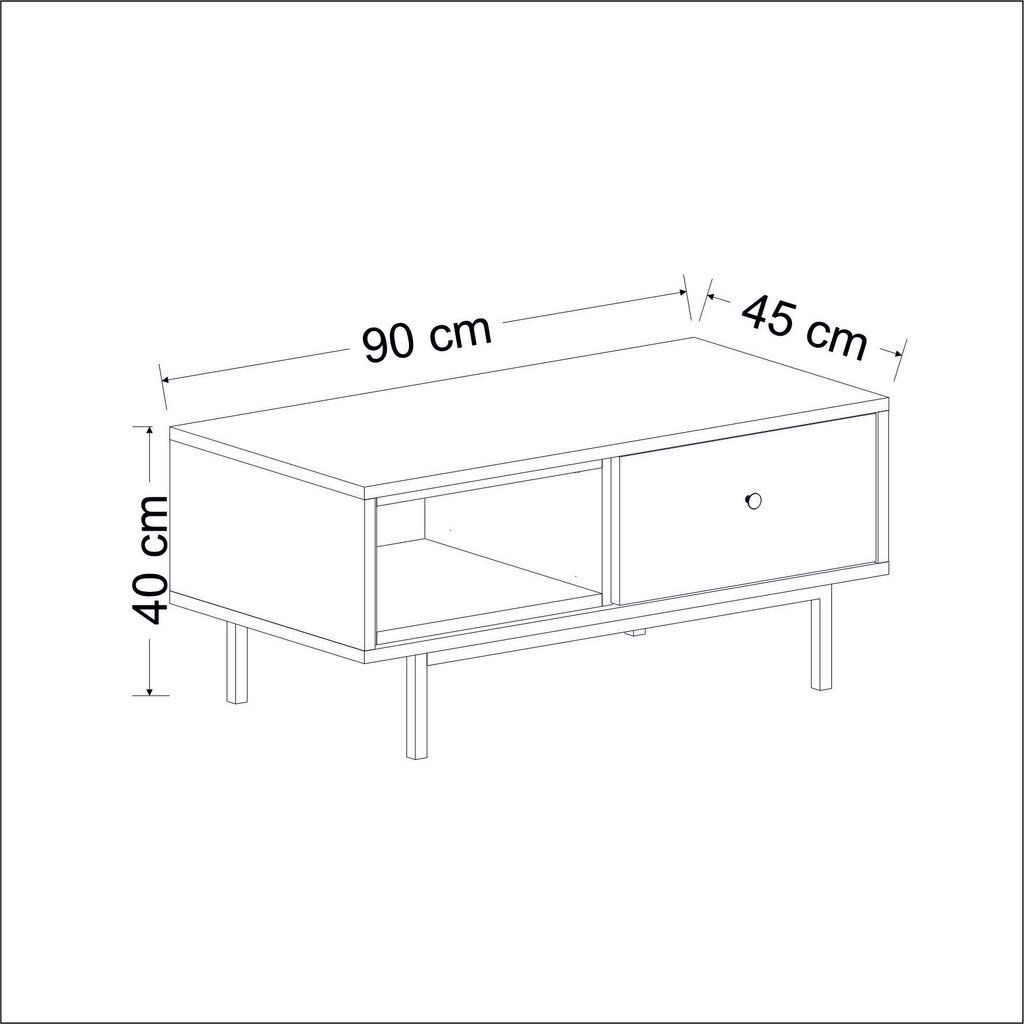 Kavos staliukas Asir, 90x40x45 cm, pilkas kaina ir informacija | Kavos staliukai | pigu.lt