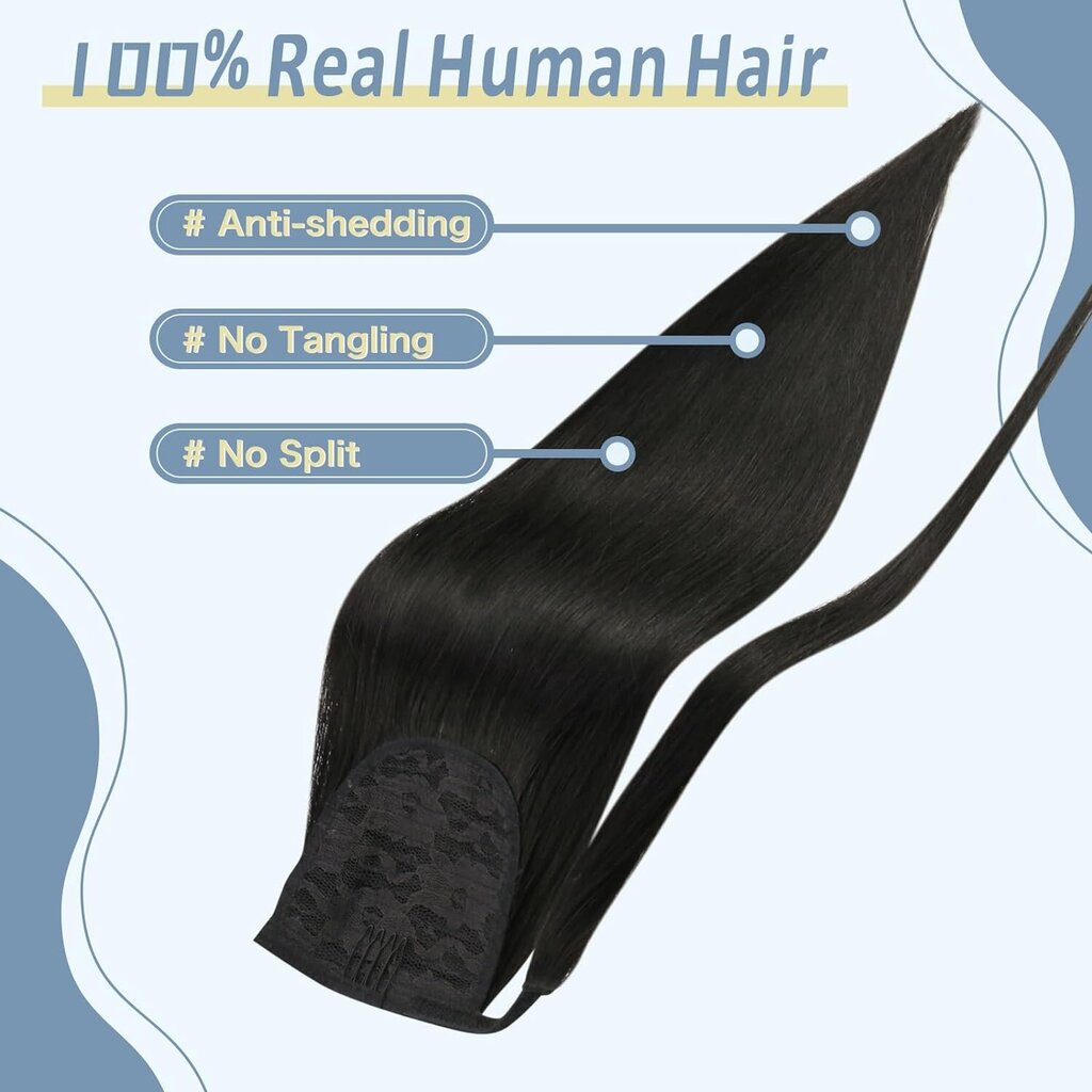 Dirbtinių plaukų sruoga Fshine, juoda, 30 cm, 1 vnt. kaina ir informacija | Plaukų aksesuarai | pigu.lt