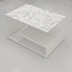 Кофейный столик Asir, 90x48,6x60 см, белый/мрамор цена и информация | Журнальные столики | pigu.lt