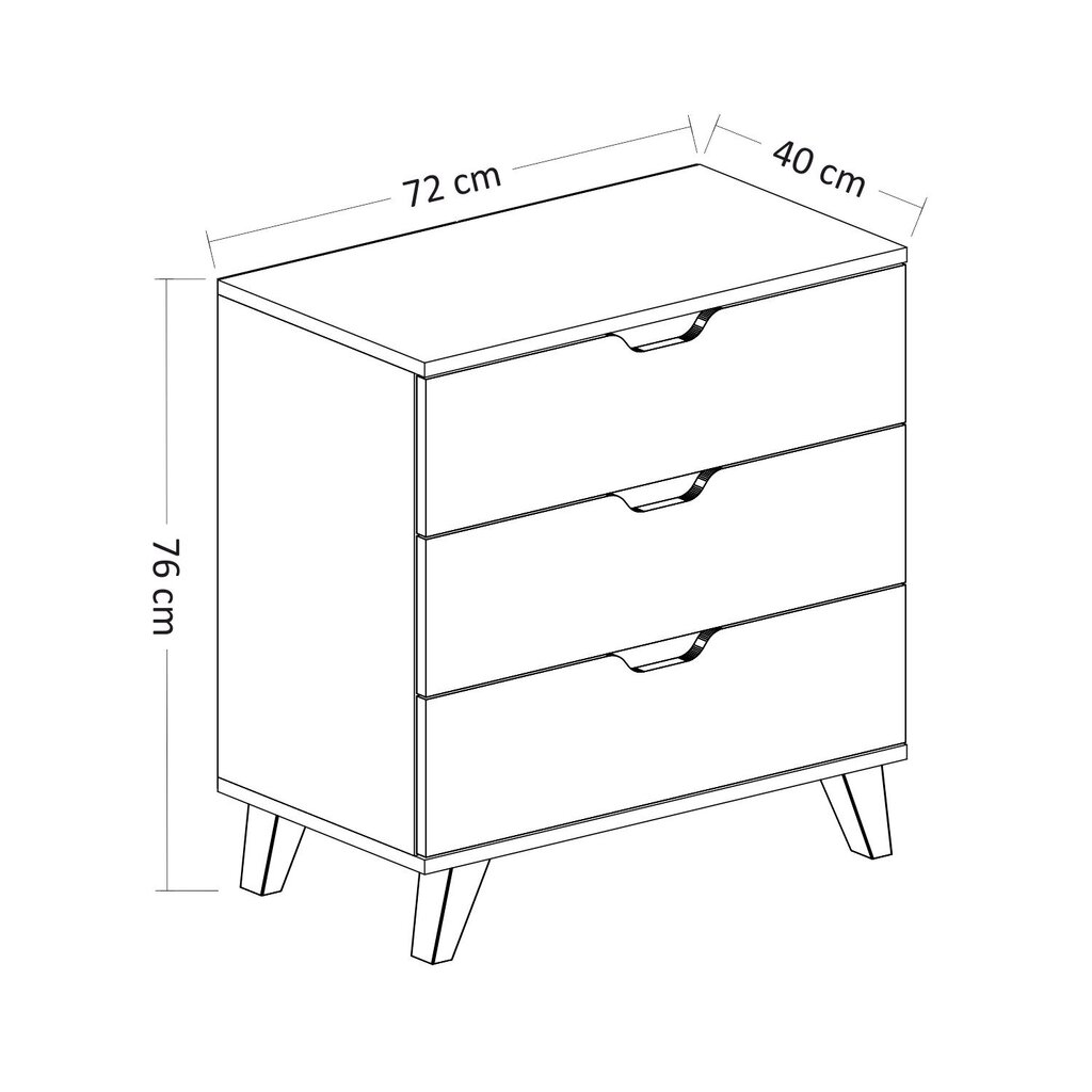 Komoda Asir, 72x76x40 cm, balta цена и информация | Komodos | pigu.lt