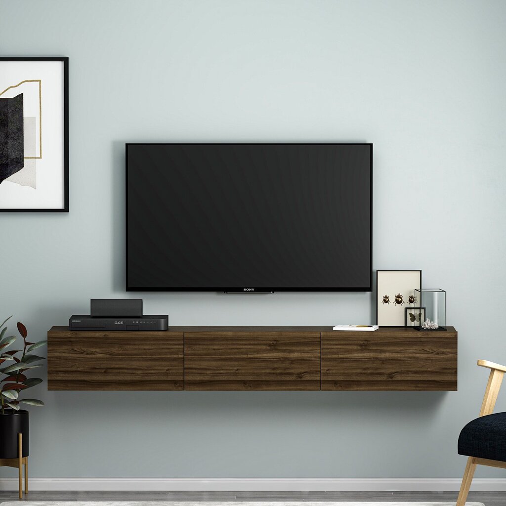 TV staliukas Asir 180x26x31,4 cm, rudas kaina ir informacija | TV staliukai | pigu.lt