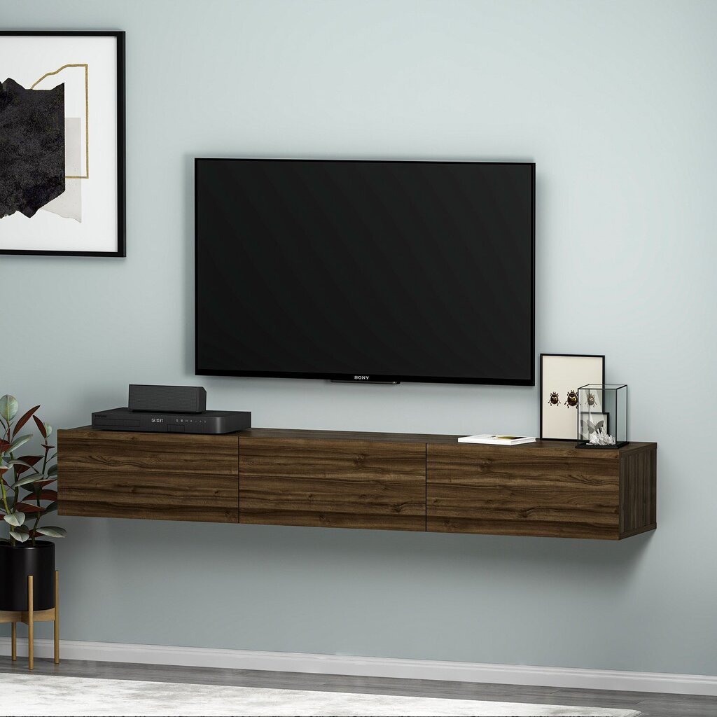 TV staliukas Asir 180x26x31,4 cm, rudas kaina ir informacija | TV staliukai | pigu.lt