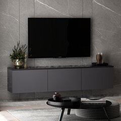 TV staliukas Asir 160x35x32 cm, pilkas kaina ir informacija | TV staliukai | pigu.lt