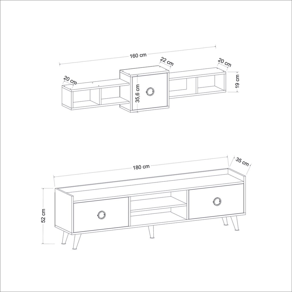 TV staliukas Asir 180x52x35cm, rudas kaina ir informacija | TV staliukai | pigu.lt