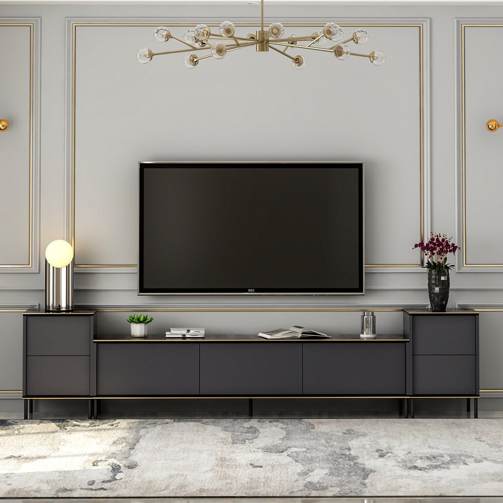 TV staliukas Asir 180x45,2x35cm, pilkas цена и информация | TV staliukai | pigu.lt