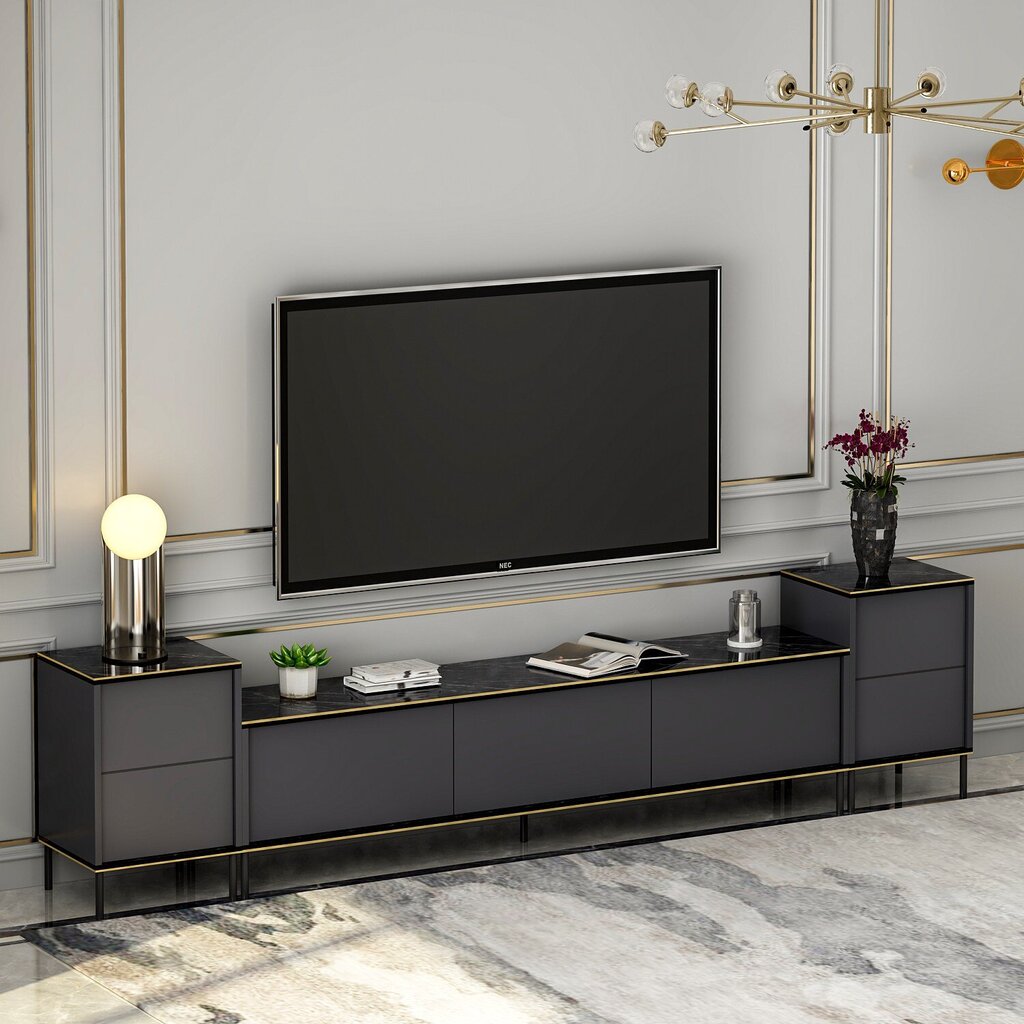 TV staliukas Asir 180x45,2x35cm, pilkas цена и информация | TV staliukai | pigu.lt