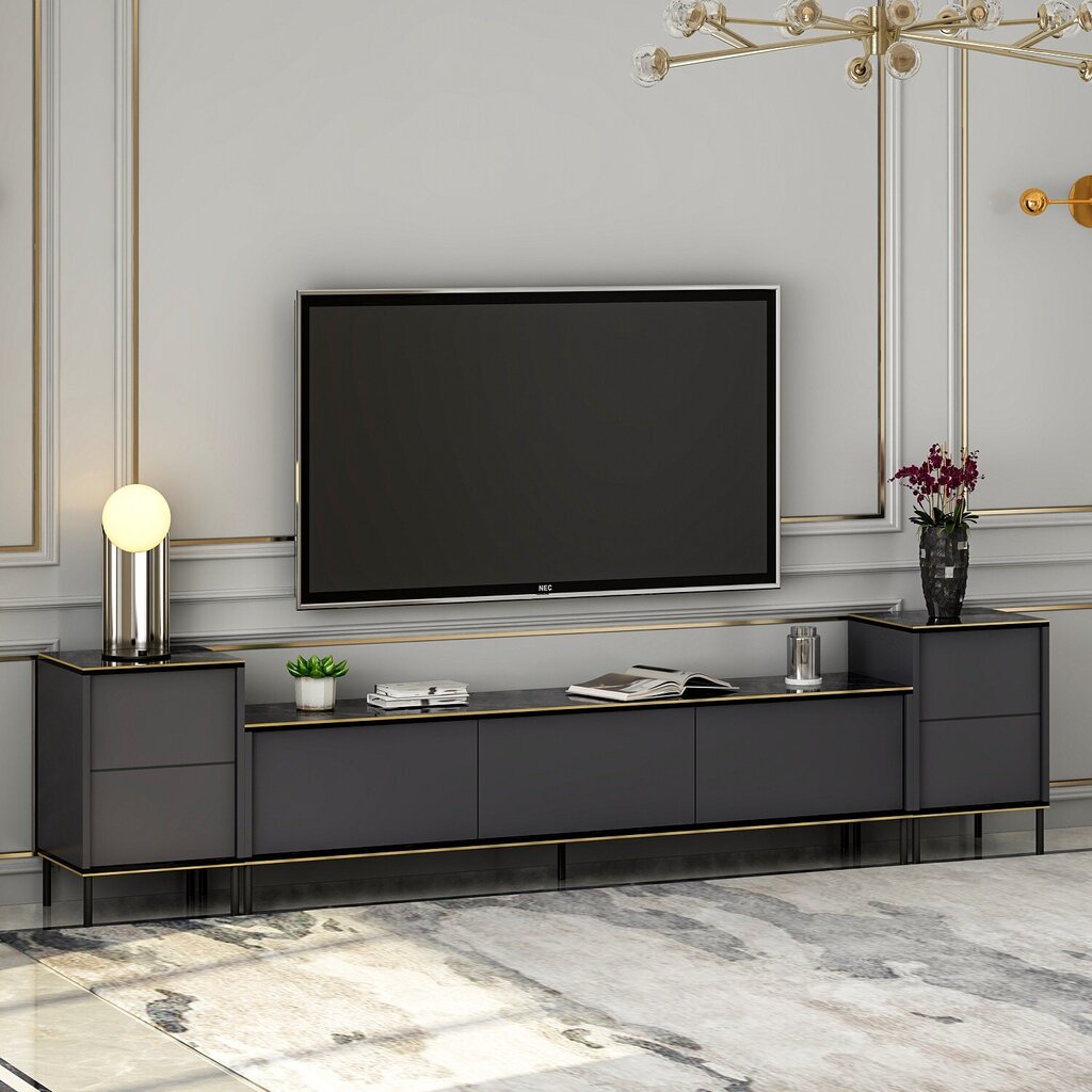 TV staliukas Asir 180x45,2x35cm, pilkas цена и информация | TV staliukai | pigu.lt