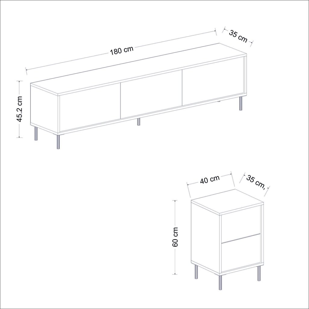 TV staliukas Asir 180x45,2x35cm, pilkas kaina ir informacija | TV staliukai | pigu.lt